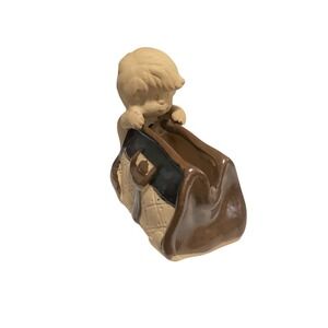 Vintage Cherub Planter Cute Boy with Purse Unique Home Decor‎